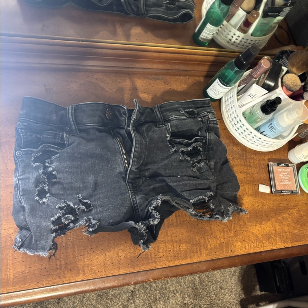 American Eagle Outfitters Ripped Black Jean Shorts